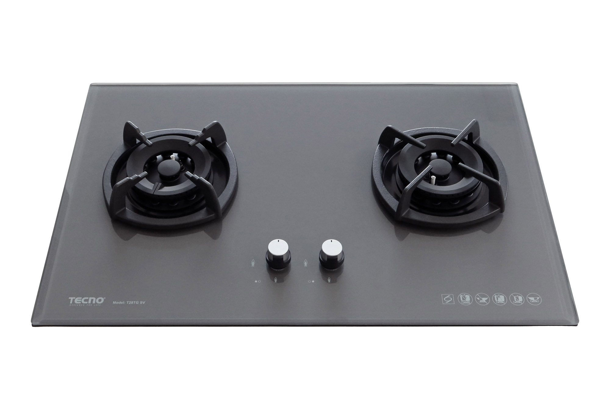Tecno 2-Burner 75cm Glass Hob with Inferno Wok Burner Technology - Image 2