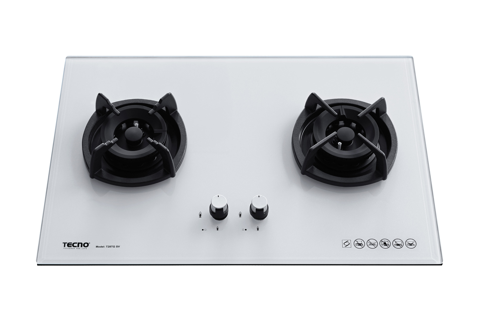Tecno 2-Burner 75cm Glass Hob with Inferno Wok Burner Technology - Image 3