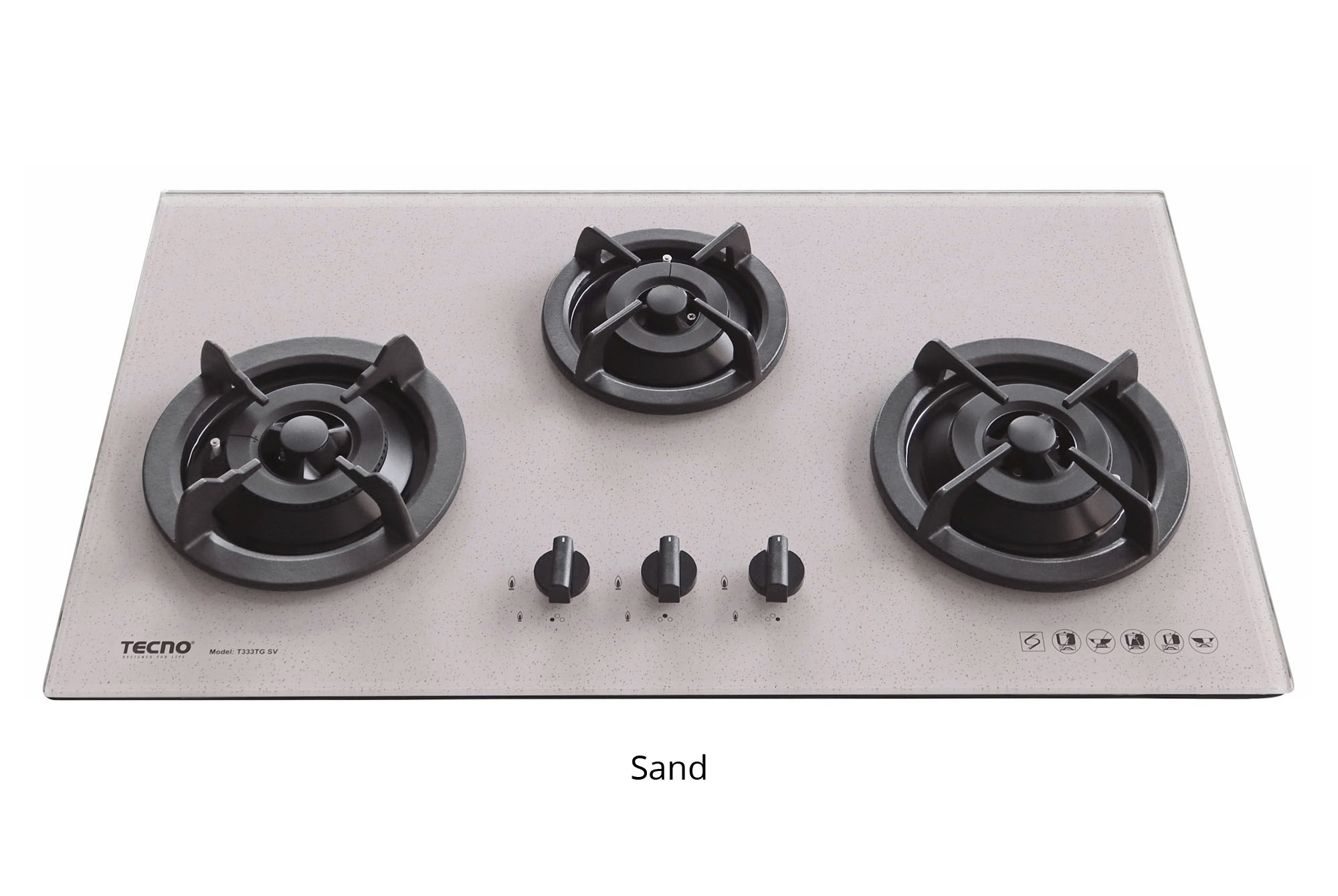 Tecno 3-Burner 86cm Tempered Glass Cooker Hob - Image 3