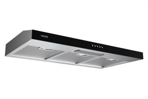 Tecno 90cm Stainless Steel Ultra Slim Hood with Black Front Panel