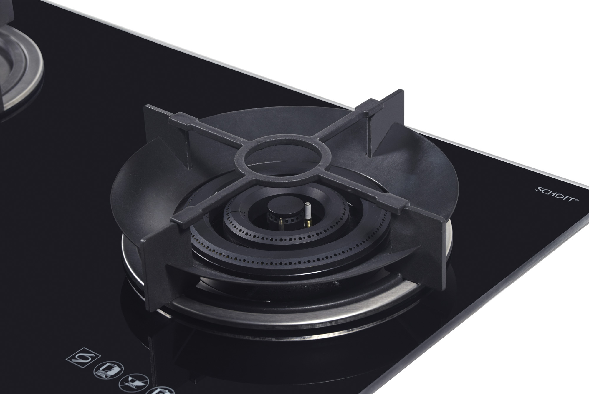 Tecno 2-Burner 78cm Glass Cooker Hob with True Triple Ring Burners - Image 2
