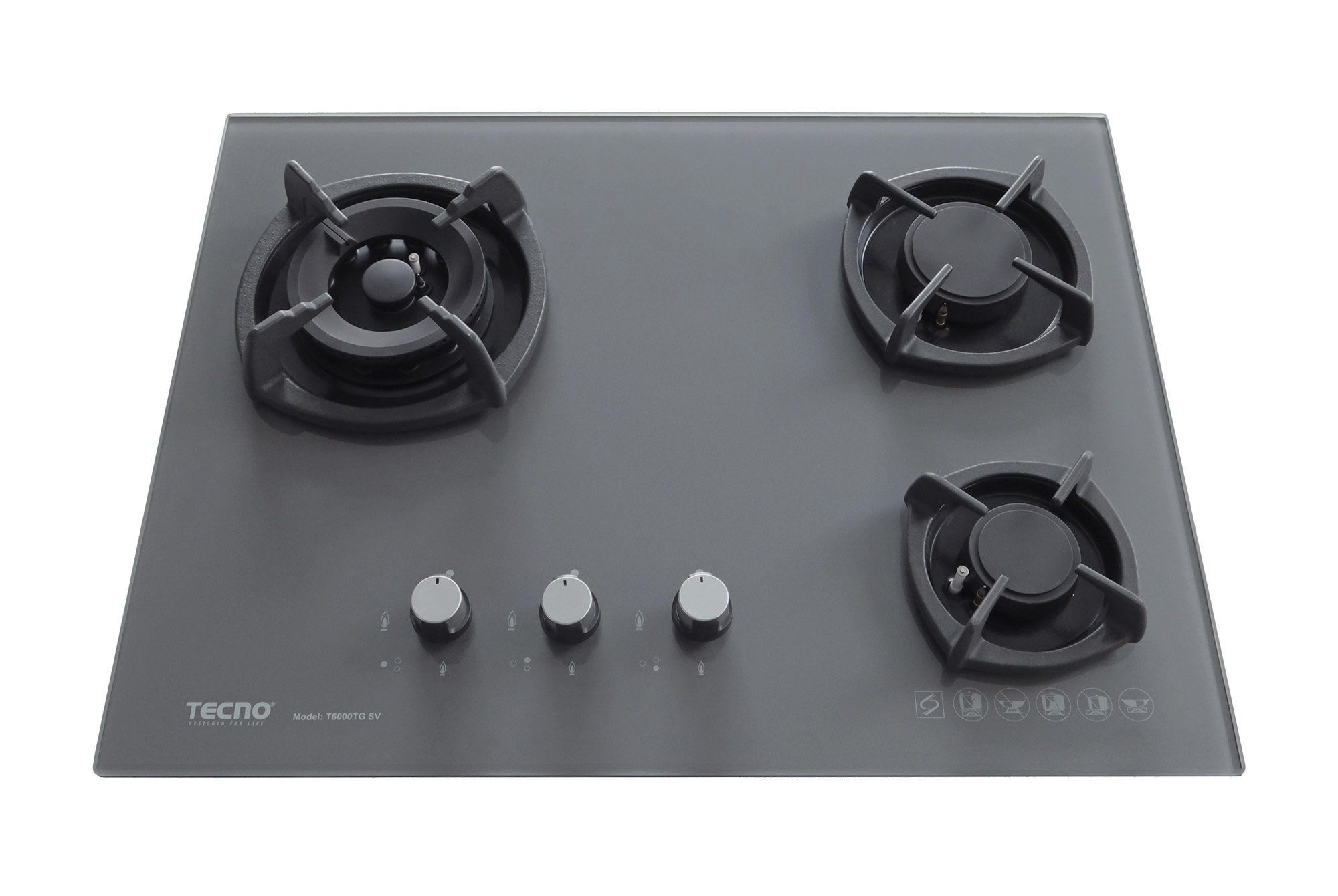 Tecno 3-Burner 65cm Glass Cooker Hob with Inferno Wok Burner Technology - Image 2